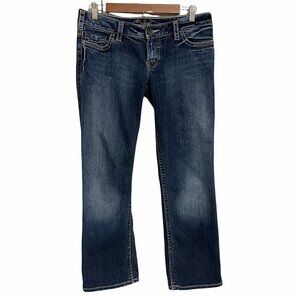 Silver Jeans Company Women's Dark Wash Santorini Crop Ankle Jeans Size 30